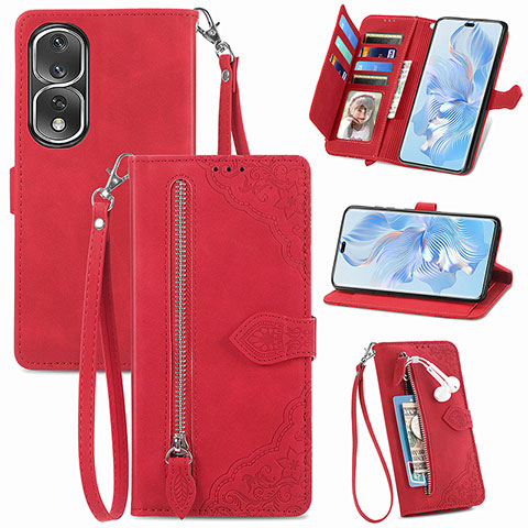 Handytasche Stand Schutzhülle Flip Leder Hülle S06D für Huawei Honor 80 Pro 5G Rot