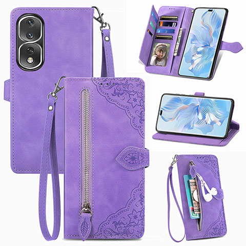 Handytasche Stand Schutzhülle Flip Leder Hülle S06D für Huawei Honor 80 Pro Flat 5G Violett