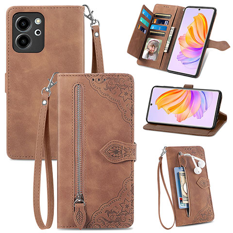 Handytasche Stand Schutzhülle Flip Leder Hülle S06D für Huawei Honor 80 SE 5G Braun