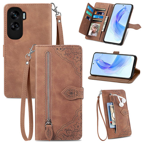 Handytasche Stand Schutzhülle Flip Leder Hülle S06D für Huawei Honor 90 Lite 5G Braun