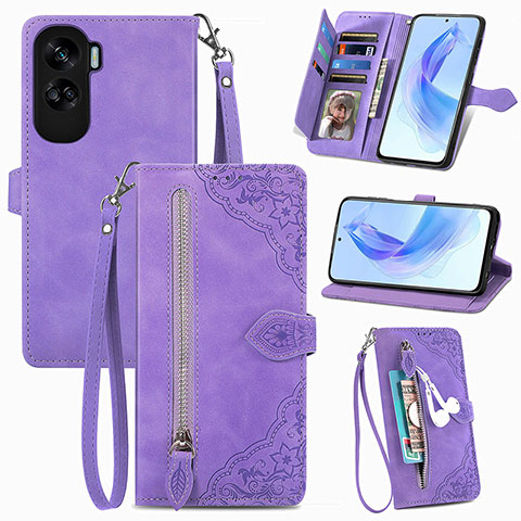 Handytasche Stand Schutzhülle Flip Leder Hülle S06D für Huawei Honor 90 Lite 5G Violett