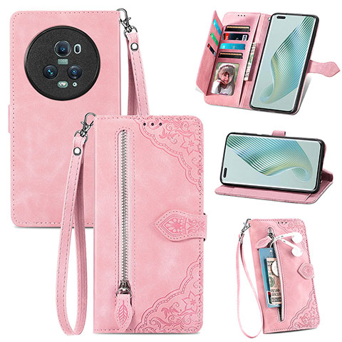 Handytasche Stand Schutzhülle Flip Leder Hülle S06D für Huawei Honor Magic5 Pro 5G Rosa