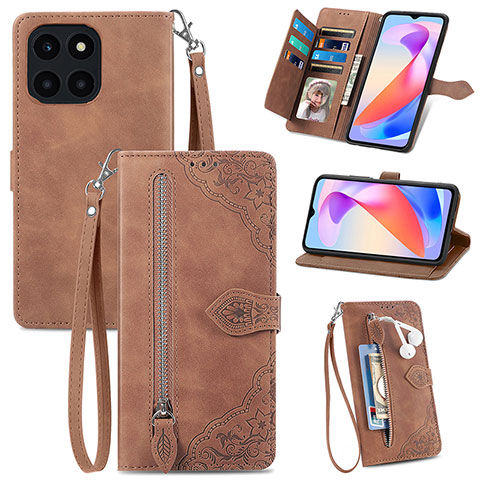 Handytasche Stand Schutzhülle Flip Leder Hülle S06D für Huawei Honor X6a Braun