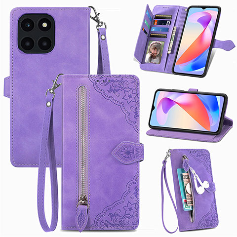 Handytasche Stand Schutzhülle Flip Leder Hülle S06D für Huawei Honor X6a Violett