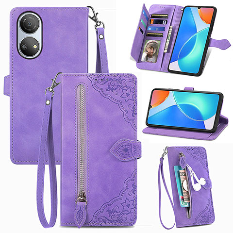 Handytasche Stand Schutzhülle Flip Leder Hülle S06D für Huawei Honor X7 Violett