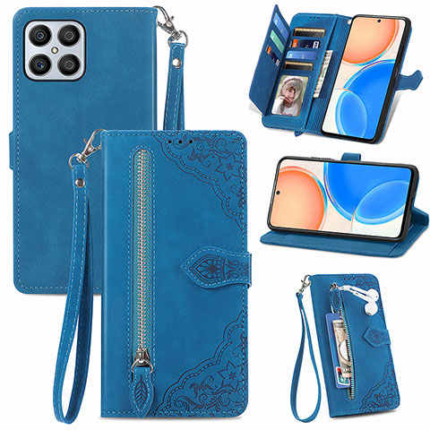 Handytasche Stand Schutzhülle Flip Leder Hülle S06D für Huawei Honor X8 4G Blau