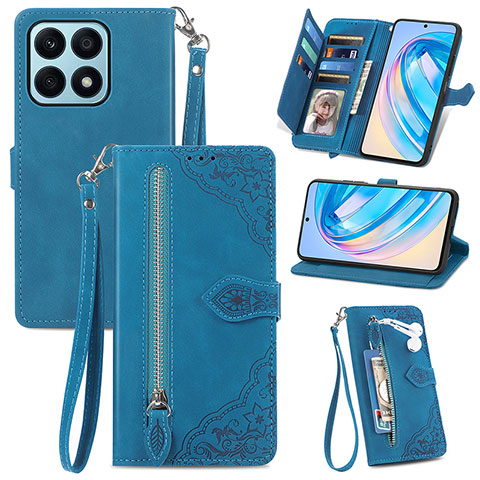 Handytasche Stand Schutzhülle Flip Leder Hülle S06D für Huawei Honor X8a 4G Blau