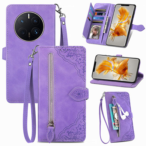 Handytasche Stand Schutzhülle Flip Leder Hülle S06D für Huawei Mate 50 Pro Violett