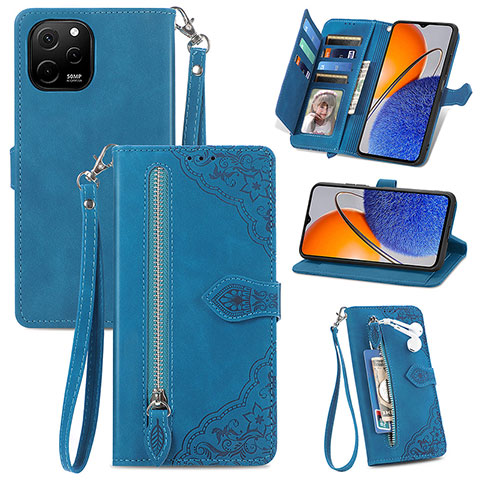 Handytasche Stand Schutzhülle Flip Leder Hülle S06D für Huawei Nova Y61 Blau