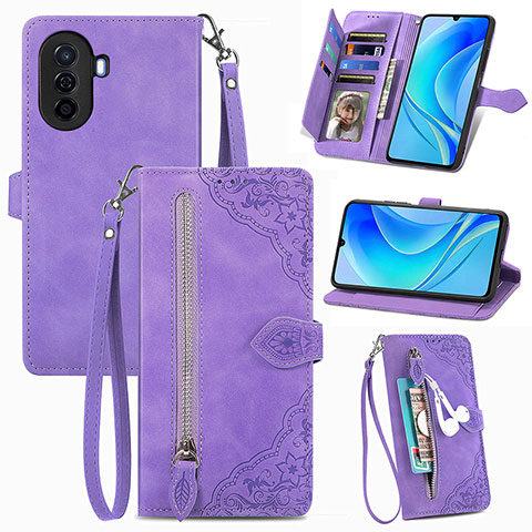 Handytasche Stand Schutzhülle Flip Leder Hülle S06D für Huawei Nova Y70 Violett