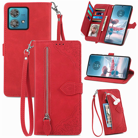 Handytasche Stand Schutzhülle Flip Leder Hülle S06D für Motorola Moto Edge 40 Neo 5G Rot