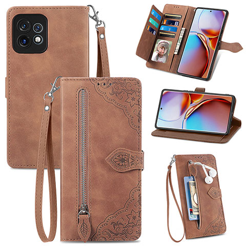 Handytasche Stand Schutzhülle Flip Leder Hülle S06D für Motorola Moto Edge Plus (2023) 5G Braun