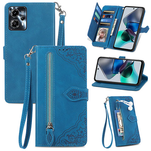 Handytasche Stand Schutzhülle Flip Leder Hülle S06D für Motorola Moto G13 Blau