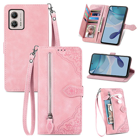 Handytasche Stand Schutzhülle Flip Leder Hülle S06D für Motorola Moto G53 5G Rosa