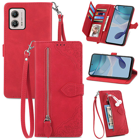 Handytasche Stand Schutzhülle Flip Leder Hülle S06D für Motorola Moto G53j 5G Rot