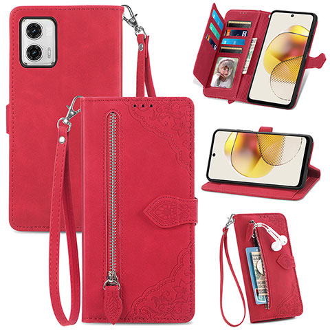 Handytasche Stand Schutzhülle Flip Leder Hülle S06D für Motorola Moto G73 5G Rot