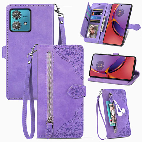 Handytasche Stand Schutzhülle Flip Leder Hülle S06D für Motorola Moto G84 5G Violett