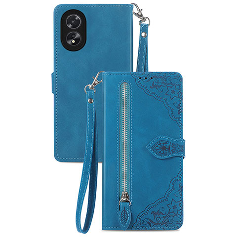 Handytasche Stand Schutzhülle Flip Leder Hülle S06D für Oppo A18 Blau