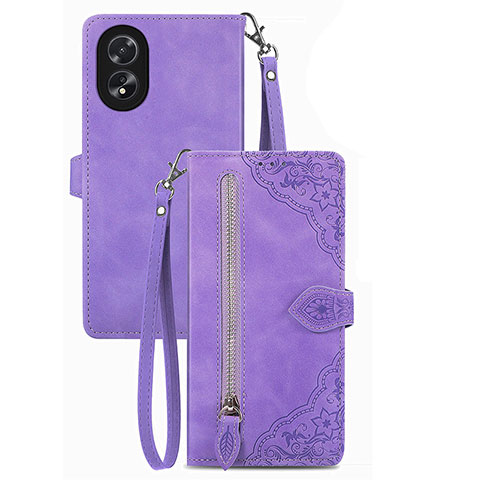 Handytasche Stand Schutzhülle Flip Leder Hülle S06D für Oppo A18 Violett