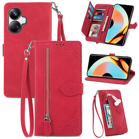 Handytasche Stand Schutzhülle Flip Leder Hülle S06D für Realme 10 Pro+ Plus 5G Rot