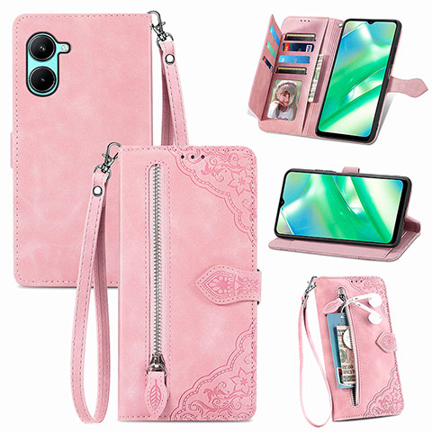 Handytasche Stand Schutzhülle Flip Leder Hülle S06D für Realme C33 (2023) Rosa