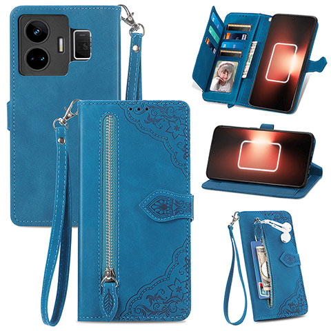 Handytasche Stand Schutzhülle Flip Leder Hülle S06D für Realme GT3 5G Blau