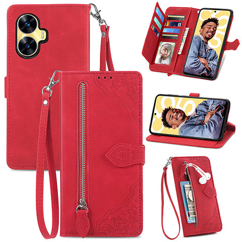 Handytasche Stand Schutzhülle Flip Leder Hülle S06D für Realme Narzo N55 Rot