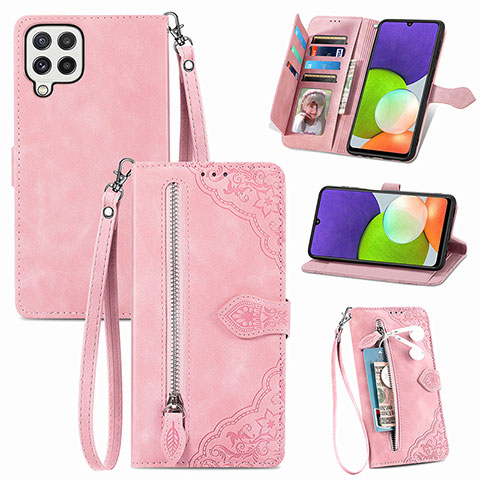 Handytasche Stand Schutzhülle Flip Leder Hülle S06D für Samsung Galaxy A22 4G Rosa