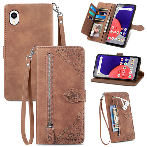 Handytasche Stand Schutzhülle Flip Leder Hülle S06D für Samsung Galaxy A22 5G SC-56B Braun