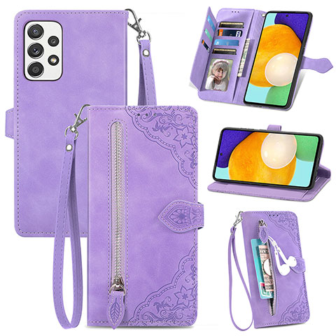 Handytasche Stand Schutzhülle Flip Leder Hülle S06D für Samsung Galaxy A52 5G Violett