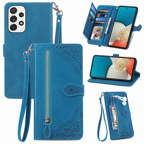 Handytasche Stand Schutzhülle Flip Leder Hülle S06D für Samsung Galaxy A53 5G Blau