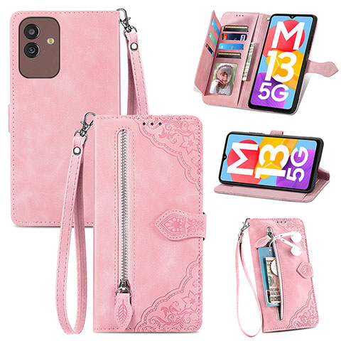 Handytasche Stand Schutzhülle Flip Leder Hülle S06D für Samsung Galaxy M13 5G Rosa