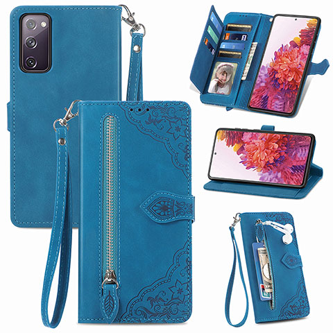 Handytasche Stand Schutzhülle Flip Leder Hülle S06D für Samsung Galaxy S20 FE 4G Blau