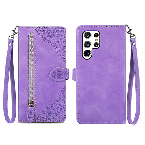 Handytasche Stand Schutzhülle Flip Leder Hülle S06D für Samsung Galaxy S23 Ultra 5G Violett