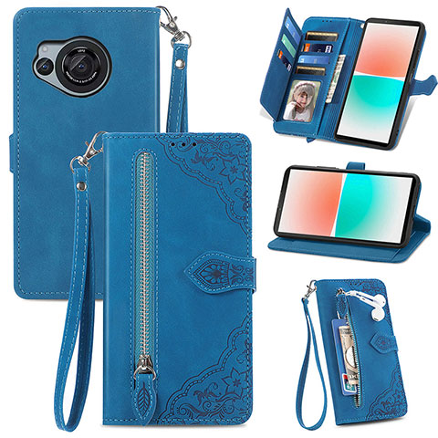 Handytasche Stand Schutzhülle Flip Leder Hülle S06D für Sharp Aquos R8 Blau