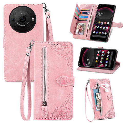 Handytasche Stand Schutzhülle Flip Leder Hülle S06D für Sharp Aquos R8 Pro Rosa