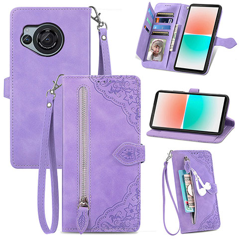 Handytasche Stand Schutzhülle Flip Leder Hülle S06D für Sharp Aquos R8 Violett