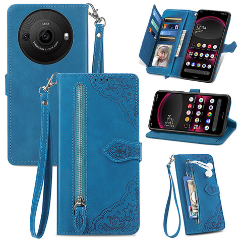 Handytasche Stand Schutzhülle Flip Leder Hülle S06D für Sharp Aquos R8s Pro Blau