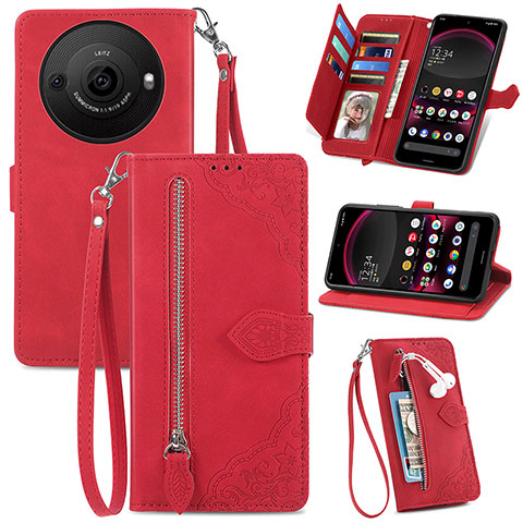 Handytasche Stand Schutzhülle Flip Leder Hülle S06D für Sharp Aquos R8s Pro Rot