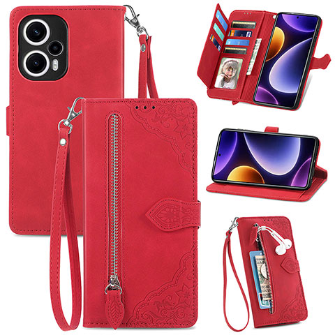 Handytasche Stand Schutzhülle Flip Leder Hülle S06D für Xiaomi Poco F5 5G Rot