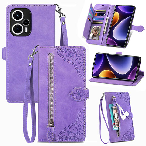 Handytasche Stand Schutzhülle Flip Leder Hülle S06D für Xiaomi Poco F5 5G Violett