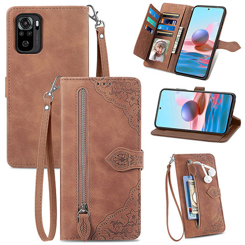 Handytasche Stand Schutzhülle Flip Leder Hülle S06D für Xiaomi Poco M5S Braun