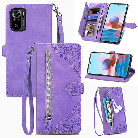 Handytasche Stand Schutzhülle Flip Leder Hülle S06D für Xiaomi Poco M5S Violett