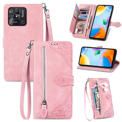 Handytasche Stand Schutzhülle Flip Leder Hülle S06D für Xiaomi Redmi 10 India Rosa