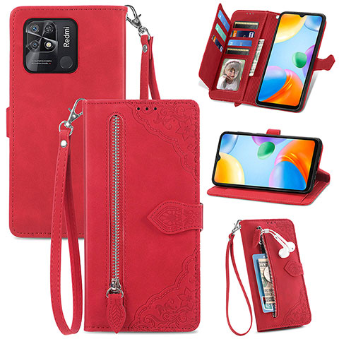 Handytasche Stand Schutzhülle Flip Leder Hülle S06D für Xiaomi Redmi 10 Power Rot