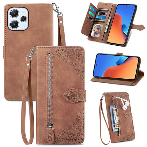 Handytasche Stand Schutzhülle Flip Leder Hülle S06D für Xiaomi Redmi 12 4G Braun