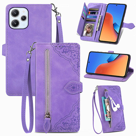 Handytasche Stand Schutzhülle Flip Leder Hülle S06D für Xiaomi Redmi 12 4G Violett