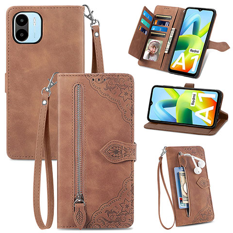 Handytasche Stand Schutzhülle Flip Leder Hülle S06D für Xiaomi Redmi A2 Plus Braun