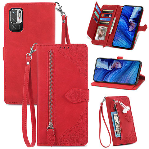 Handytasche Stand Schutzhülle Flip Leder Hülle S06D für Xiaomi Redmi Note 10 5G Rot