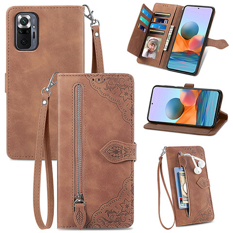 Handytasche Stand Schutzhülle Flip Leder Hülle S06D für Xiaomi Redmi Note 10 Pro 4G Braun